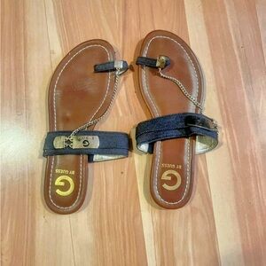 Guess Women's Black and Brown Chain Sandals